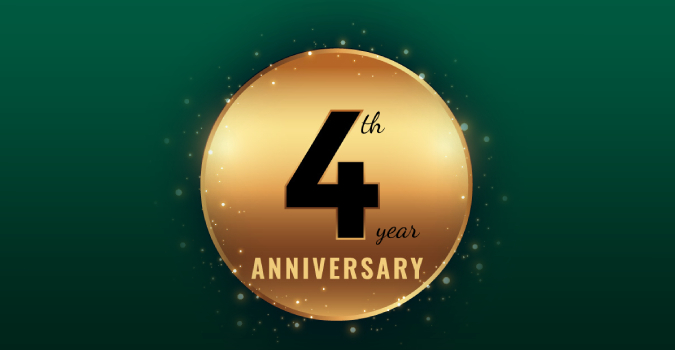 4th Anniversary Anniversary Logo With Ring And Elegance, 57% OFF
